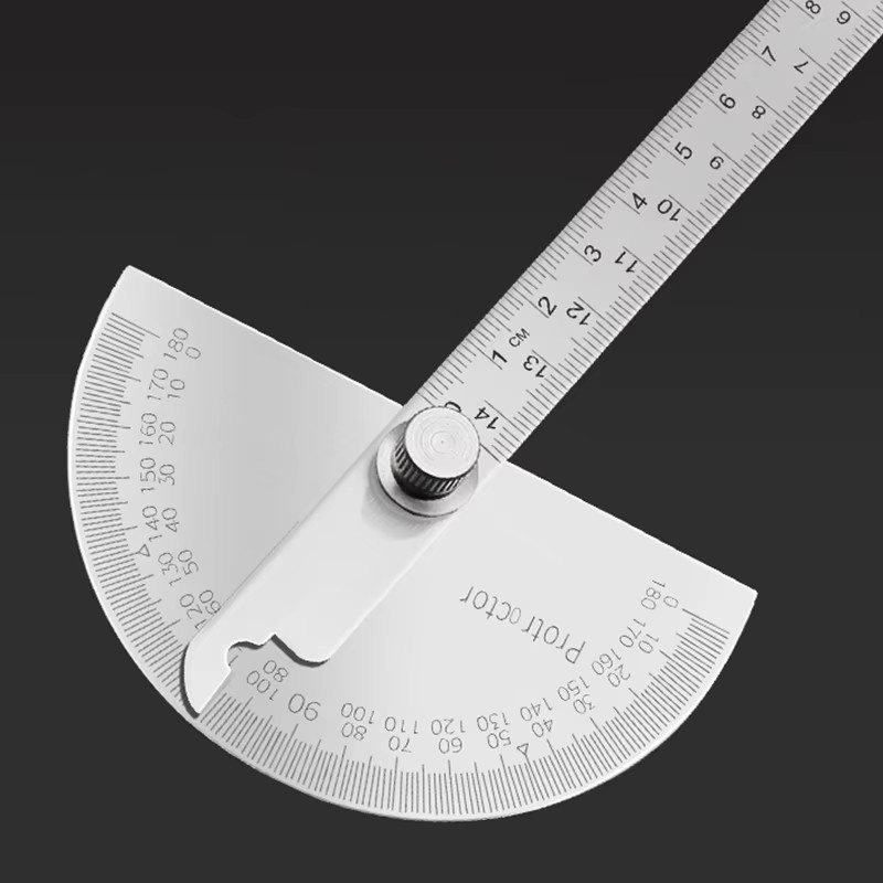 180-Grad-Winkelmesser aus Edelstahl in Silber als Goniometer und Winkelfinder - Bild 4