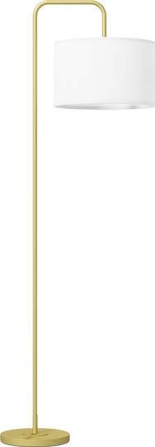 HOMCOM Stehleuchte mit Stoff-Lampenschirm und Fußschalter in Gold, moderne Standlampe mit E27 Fassung für Wohnzimmer und Schlafzimmer - Bild 1
