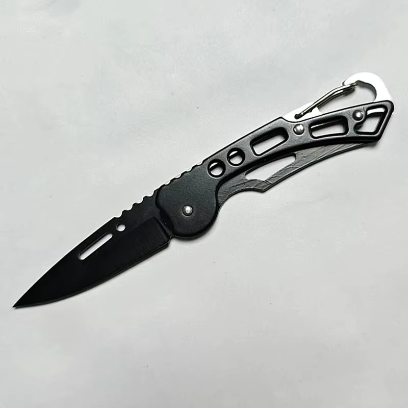 Multifunktionales Mini-Klappmesser aus Edelstahl in Schwarz für Outdoor und Camping - Bild 2