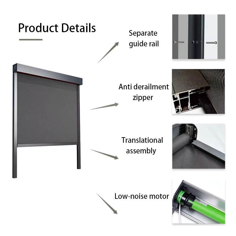 Motorisiertes Aluminium-Rollo für Terrasse und Balkon, wasserdicht und windbeständig - Bild 2