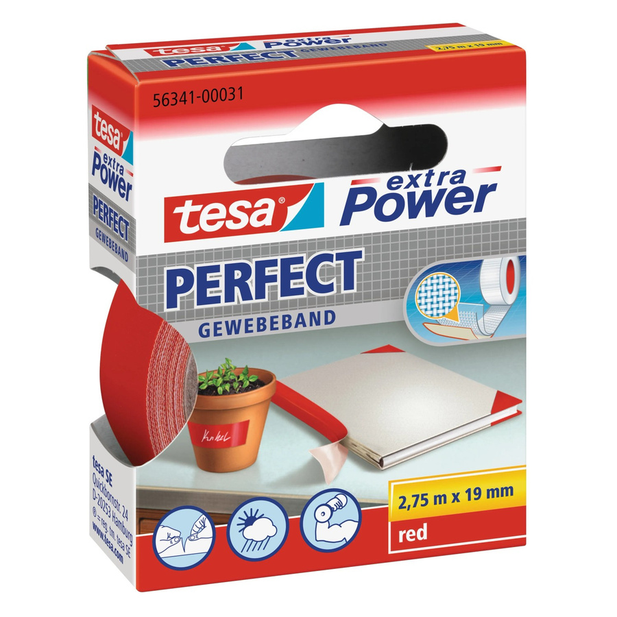Tesa Extra Power Perfect Gewebeband Rot Breite: 19 mm, Länge: 2,75 m - Bild 2