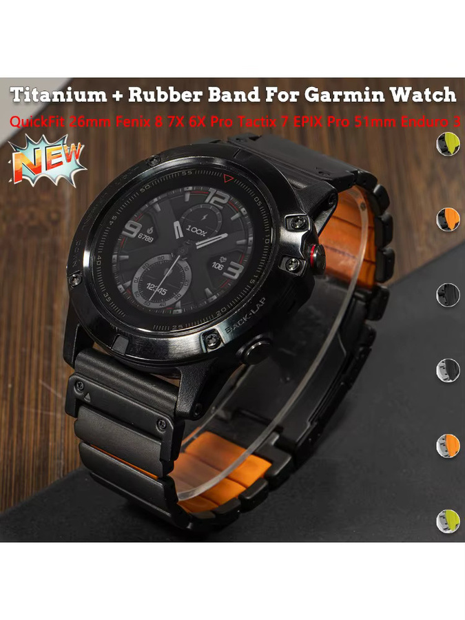 OAKCHARM Uhrenarmband Titan, Kautschuk, Schwarz, Unisex - Bild 5