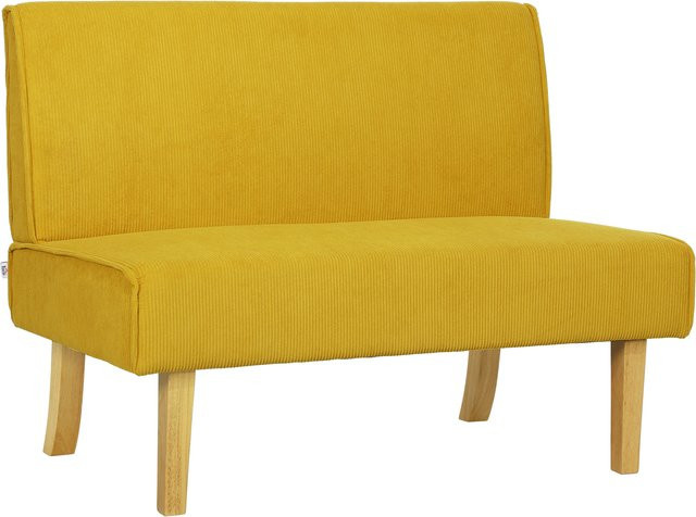 HOMCOM 2 Sitzer Sofa in Gelb mit Cord-Optik und Holzbeinen, B/T/H: 110 x 62 x 85 cm - Bild 1