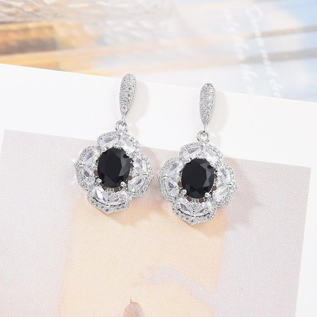 YIRAN Jewelry 5 Ohrhänger, 925 Silber, Diamantbesatz, Zirkon-Einlage, Damen - Bild 1