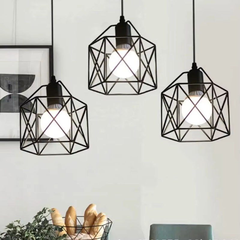 JOYINLED Vintage Pendelleuchte 3-flammig in Schwarz aus Metall für Innenbereich - Bild 3