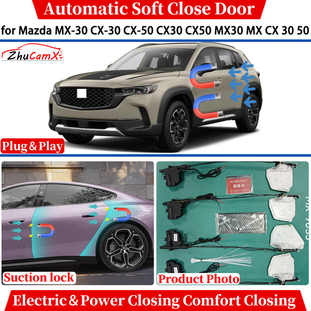 ZhuCamX Automatischer Soft-Close-Türverschluss mit elektrischer Komfort-Schließfunktion und Saugverschluss für Mazda MX-30 CX-30 CX-50 in Schwarz - Bild 1