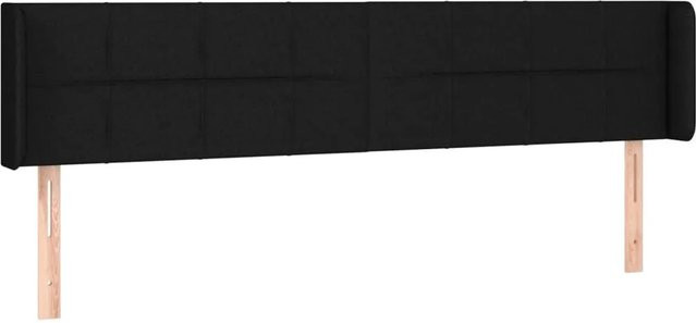 vidaXL LED Kopfteil Schwarz mit USB-Ladeport und integrierter Beleuchtung, Stoff, B: 183 cm, T: 16 cm, H: 78-88 cm - Bild 1
