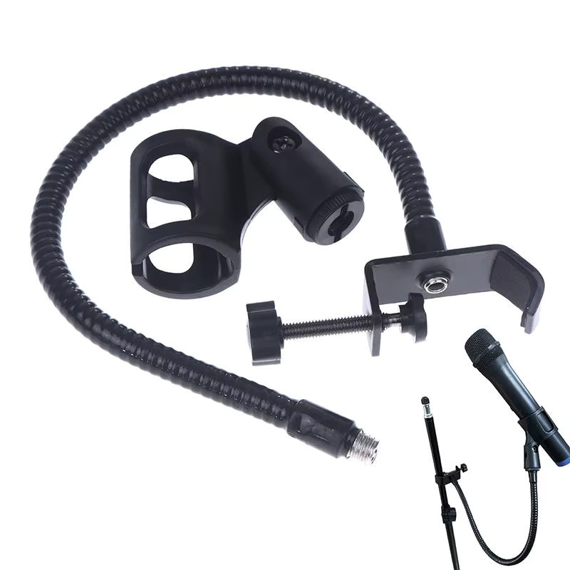 SD&HI Universal-Mikrofonständer aus Metall mit Tischklemme und flexiblem Schwanenhals, 360 Grad verstellbar, Schwarz - Bild 2