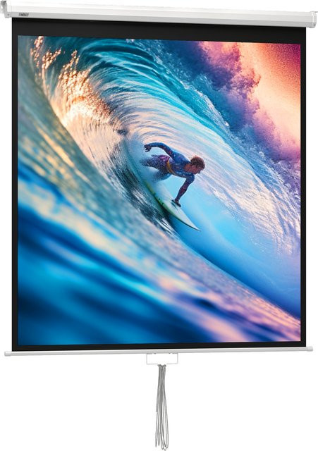 HOMCOM Beamer Leinwand 85 Zoll in Weiß für Heimkino und Büro, 1:1 HD 4K Projektionsleinwand als Rollo-Leinwand, B/H: 152 x 152 cm - Bild 1