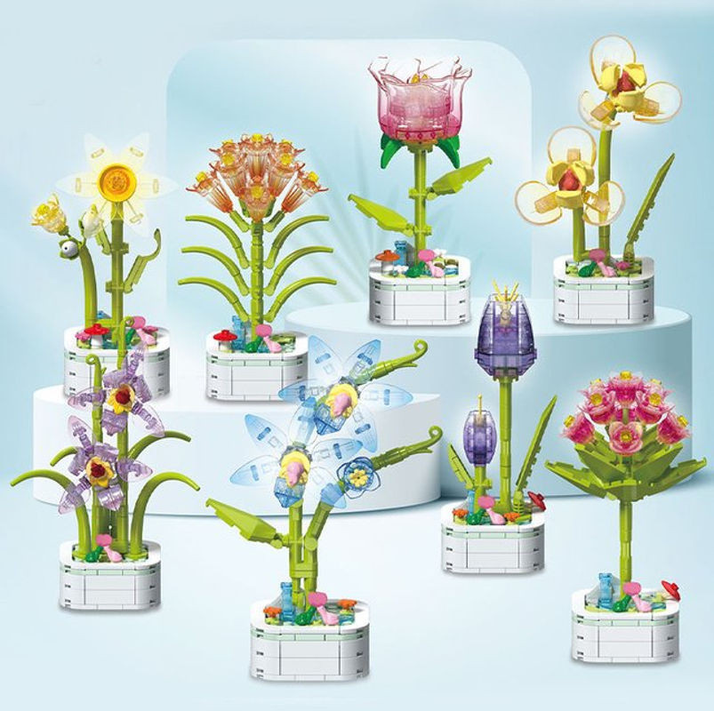 Kreatives 3D DIY Blumenstrauß Baustein-Set für Mädchen als florale Dekoration in Mehrfarbig - Bild 1