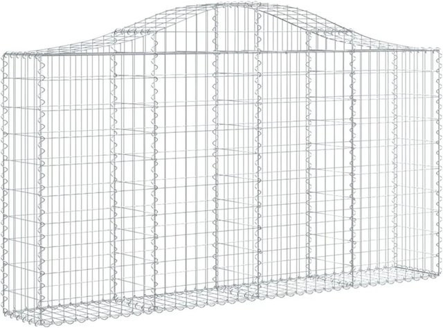 vidaXL Gabionen mit Hochbogen Set aus verzinktem Eisen, Farbe: Silber, 9 Stück, B/T/H: 200 x 30 x 100/120 cm - Bild 1