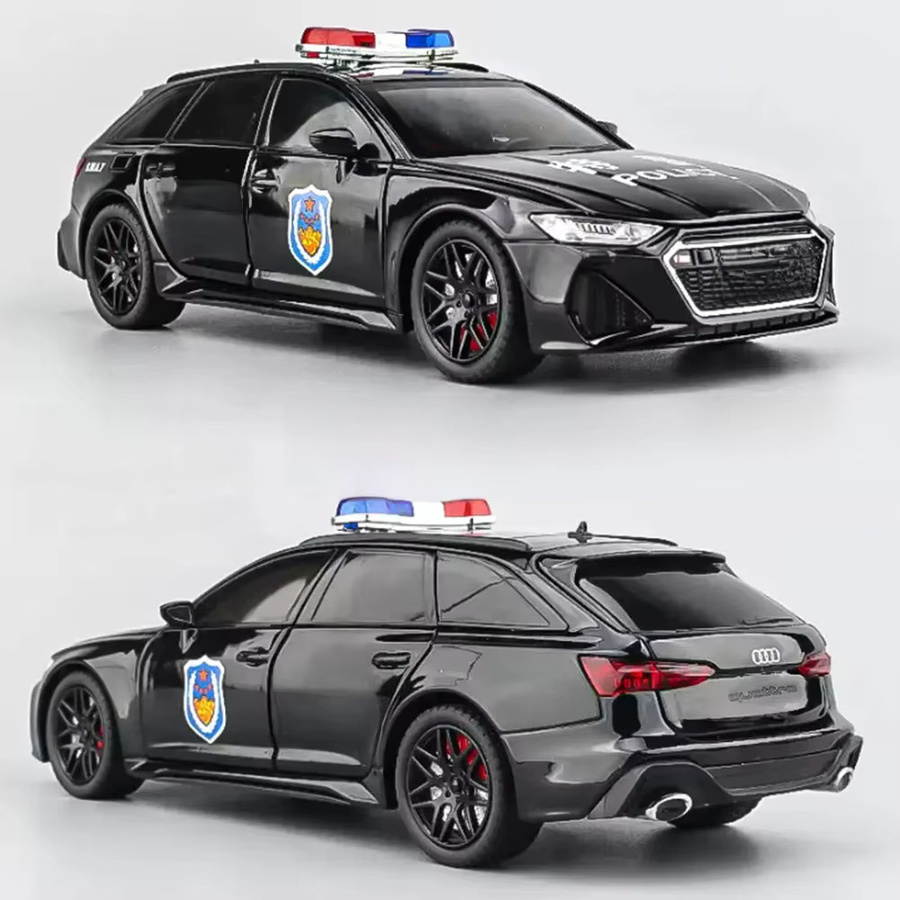 caipo RS6-Polizeiautos, Legierungsmodelle, Maßstab 1:24, mit Licht und Ton, 6 Türen geöffnet - Bild 6