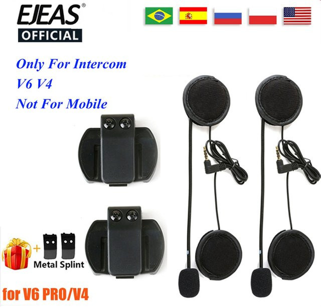 EJEAS V6 PRO Helm-Headset mit 3,5mm Jack Intercom-Mikrofon und Lautsprecher in Schwarz für Vnetphone V4 Motorrad-Kopfhörer - Bild 1