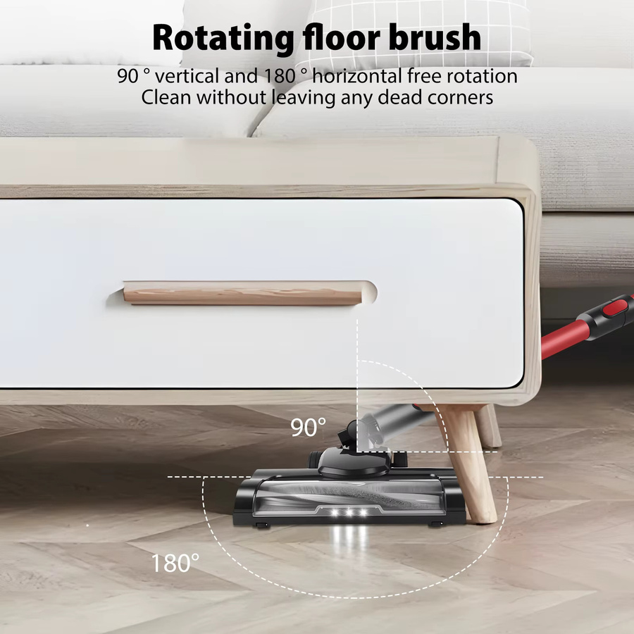 DayPlus Kabelloser Akku-Stabstaubsauger 8-in-1 mit 15000Pa Saugkraft, LED-Licht und 3000mAh Akku für Teppich und Hartböden - Bild 5