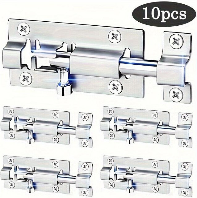 WTEMPO Schieberiegel aus Edelstahl in Weiß und Silber, 10er Pack Set mit Schrauben für Sicherheitstür und Fenster - Bild 1