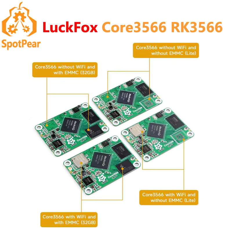 LuckFox Core3566 RK3566 Option IO Board für RAM, eMMC und Wireless, kompatibel mit Raspberry Pi CM4, Grün - Bild 2