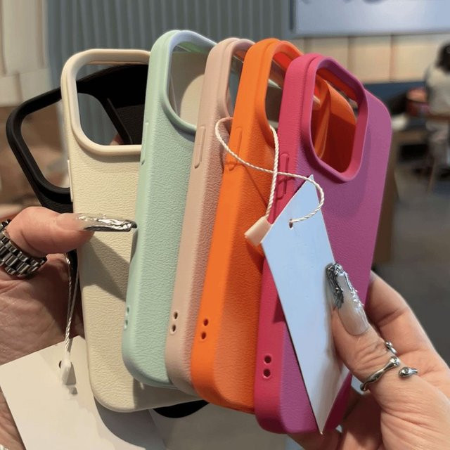 Luxus Handyhülle aus Leder mit Lichee-Muster für iPhone 17 Pro Max, 16, 15, 14, 13, 12, 11 in Pink und Multicolour - Bild 1