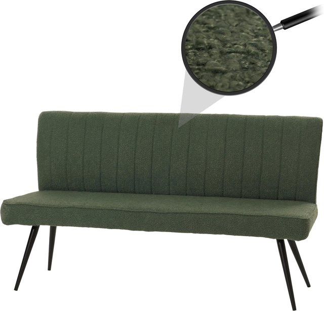 MCW Sitzbank K16 als Esszimmerbank mit Rückenlehne aus Bouclé-Stoff und Metallgestell, Grün, B: 160 cm, H: 90 cm, T: 60 cm - Bild 1