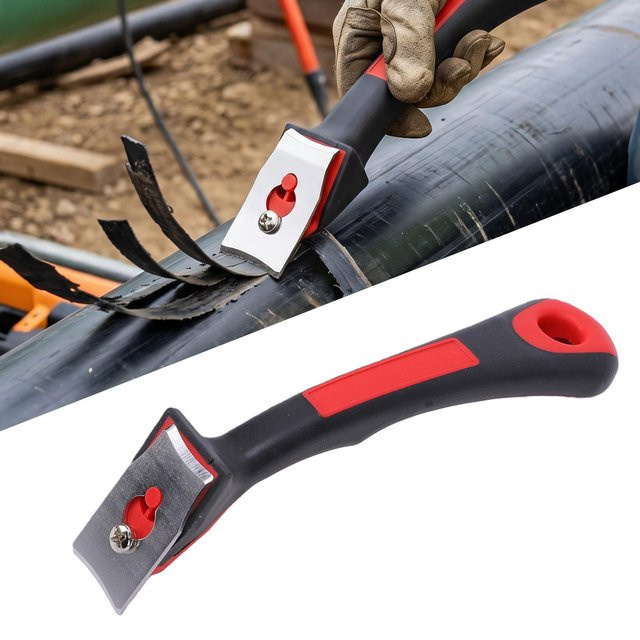 Igeteck Schaber Set mit 6 austauschbaren Klingen aus Edelstahl in Rot und Schwarz mit ergonomischem Anti-Rutsch-Griff zur Kleberentfernung und für den Rohrleitungsbau - Bild 1