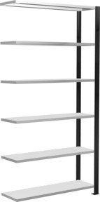 Schulte Anbauregal Büro-Steckregal MULTIplus85 mit 6 Fachböden und Kreuzstrebe, Farbe schwarz/RAL 7035 lichtgrau, B/H/T: 200 x 200 x 100 cm - Bild 1