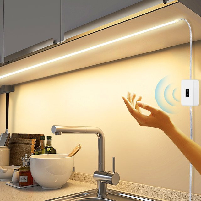 MALITAI COB LED Unterbauleuchte für Küchenbeleuchtung mit USB-Anschluss, dimmbar durch Handscan- und Berührungssensor, Warmweiß - Bild 1
