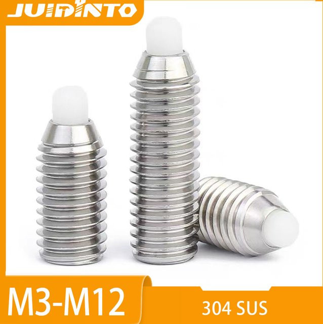 JUIDINTO Sechskant-Federbolzen-Set aus Edelstahl und Nylon mit Kugelkopf, Farbe: Silber - Bild 1
