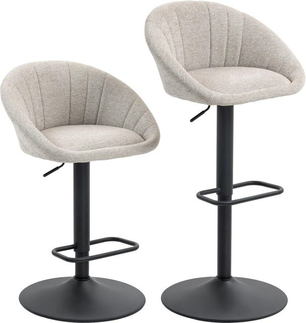HOMCOM Barhocker aus Polyester in Beige mit 360 Grad Drehsitz, B/T/H: 46 x 53,5 x 83-103 cm - Bild 1