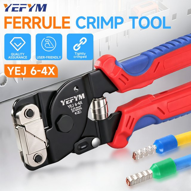 YEFYM Mini-Kabelschuh-Crimpzange YEJ 6-4X für elektrische Kabelschuhe 0,25-6 mm² (23-10 AWG) - Bild 1
