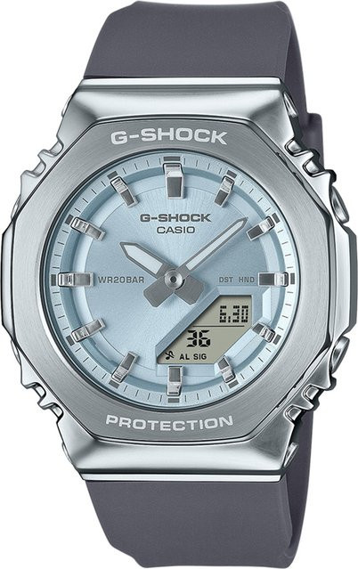 Casio G-Shock Armbanduhr, Analog-Digital, Quarz, Edelstahl, Blau, 40 mm, Damen - Bild 1