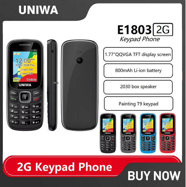 UNIWA E1803 2G Tastatur Telefon mit 1,77 Zoll Display und 800 mAh Akku in Blau oder Schwarz - Bild 1