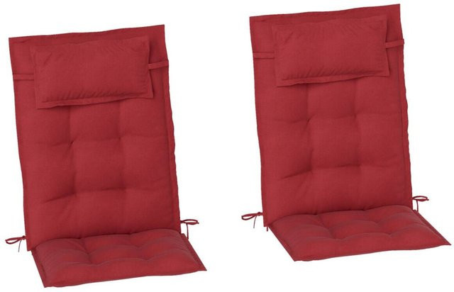 Outsunny Liegenauflage 2er Set weinrot aus Polyester, wasserabweisend und UV-beständig, B/H/L: 50 x 5 x 116 cm - Bild 1