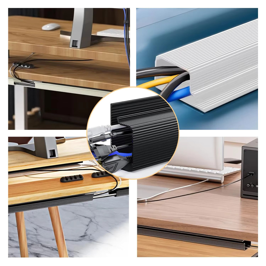 Schreibtisch-Kabel-Organizer Set zur Kabelmanagement-Lösung ohne Bohren, weiß und schwarz - Bild 6