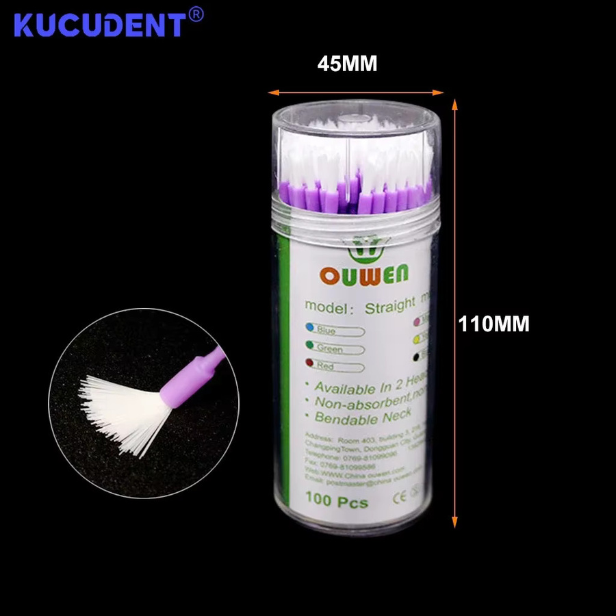 KUCUDENT Einweg Micro Pinsel, 100 Stück, Lange Biegsame Make-up Reiniger - Bild 3