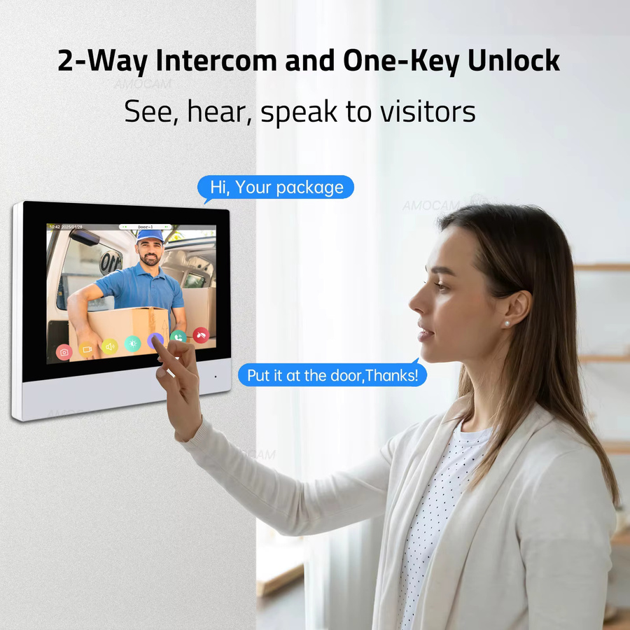 AMOCAM Smart Home WLAN Video-Gegensprechanlage mit 7 Zoll Touchscreen-Monitor und 1080P Kamera, kompatibel mit Tuya, 2-Draht-System - Bild 3