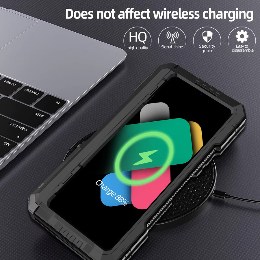 Shellbox All-Inclusive-Handyhülle aus Metall mit faltbarem Anti-Drop-Schutz für Samsung Galaxy Z Fold7 und Z Fold6, Schwarz - Bild 5