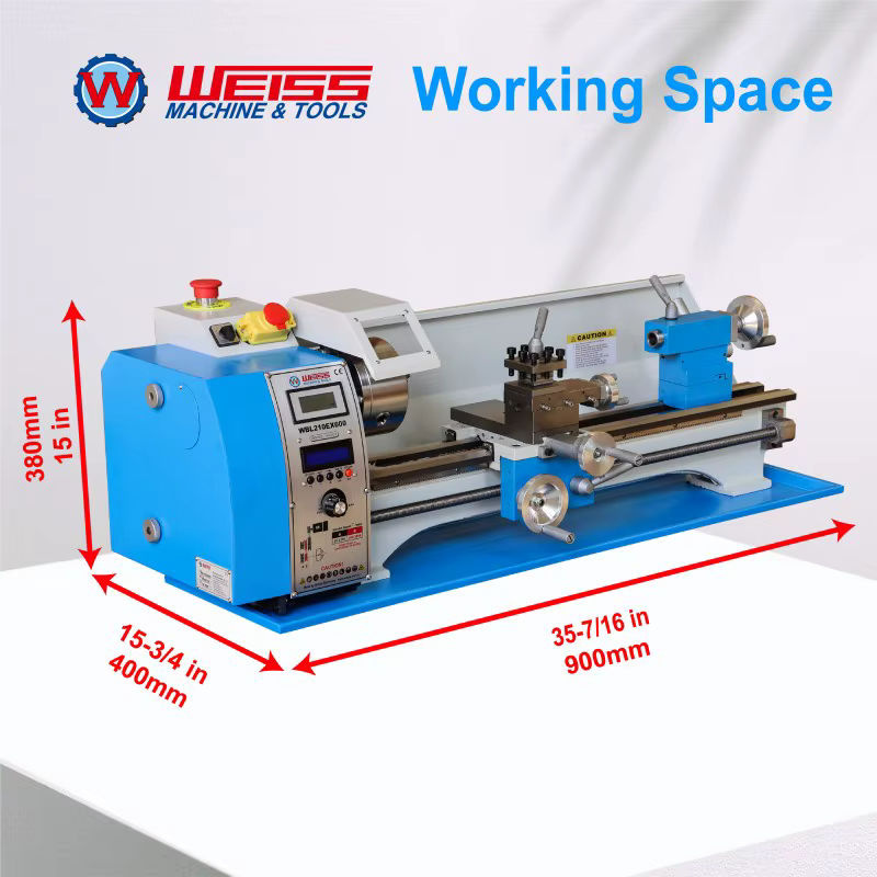 WEISS WBL210E Metalldrehmaschine in Weiß und Blau, halbautomatische Metalldrehmaschine mit Schneidgewinde, 38 mm Spindelbohrung und 1,1 kW bürstenlosem Motor - Bild 2