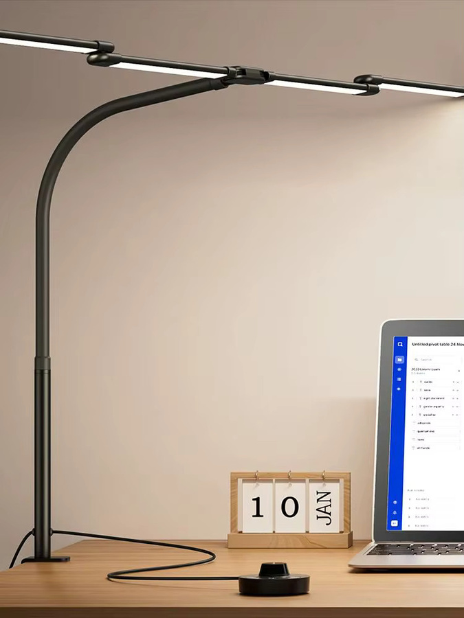 24 W LED Computertischleuchte mit Klemme in Schwarz, ultrahelle Schreibtischlampe mit 5 Farbtemperaturen und 10 Helligkeitsstufen, augenschonende Monitorlampe für Home Office und Task Lighting - Bild 6