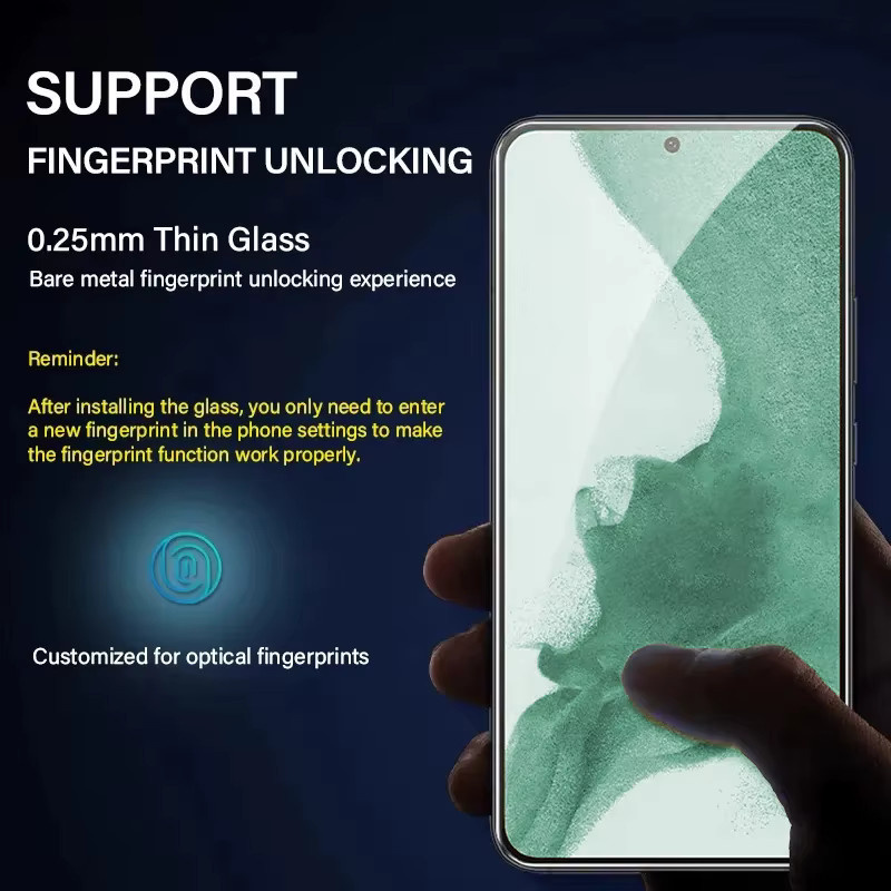 2er-Set gehärtetes Glas Full Screen Protector für Samsung Galaxy S25 S24 S23 S22 S21 Ultra Plus FE transparent mit Fingerabdruck-Entsperrung - Bild 2