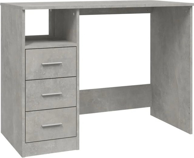 vidaXL Schreibtisch mit Schubladen in Betongrau aus Holzwerkstoff, B/T/H: 102 x 50 x 76 cm - Bild 1