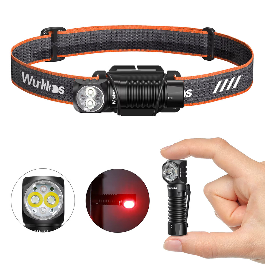 Wurkkos HD12 Mini-Stirnlampe in Schwarz mit Rotlicht und USB-C wiederaufladbarem Akku für Camping und Wandern - Bild 5
