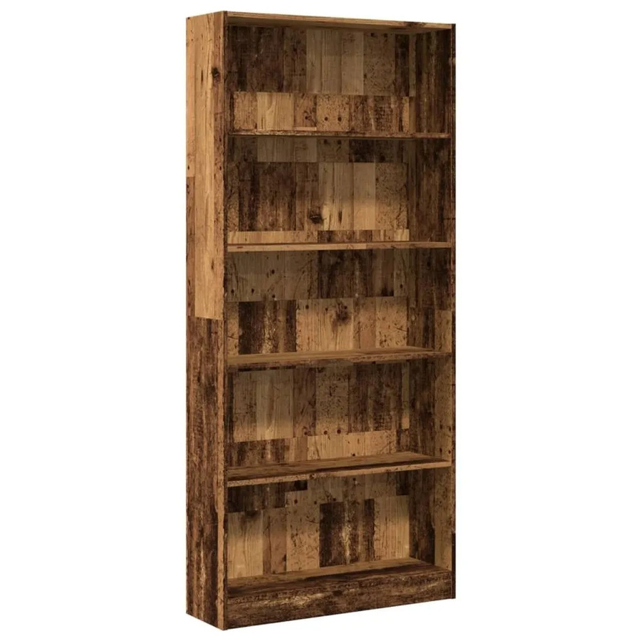 vidaXL Bücherregal in Altholz-Optik, Farbe Braun, B/T/H: 80 x 24 x 176 cm - Bild 2