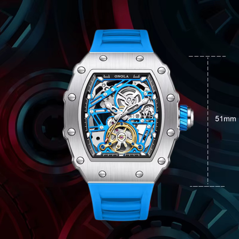 ONOLA Armbanduhr Automatik, Silikon, Blau, Herren - Bild 2