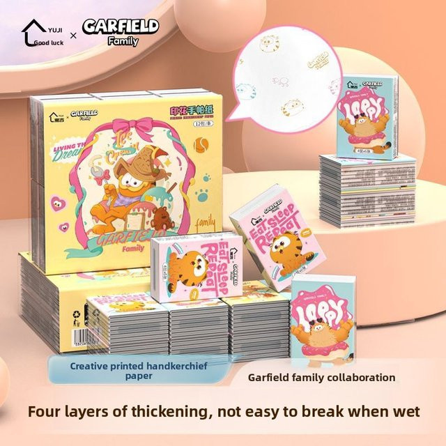 Garfield Kawaii Mini-Taschentücher mit Cartoon-Print, mehrfarbig - Bild 1