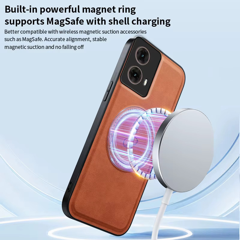 EUCAGR Magnetische PU Leder Handyhülle mit Wireless Charging und Standfunktion für Motorola G85 G84 G75 G64 G54 G15 G14 E15 in Blau - Bild 3