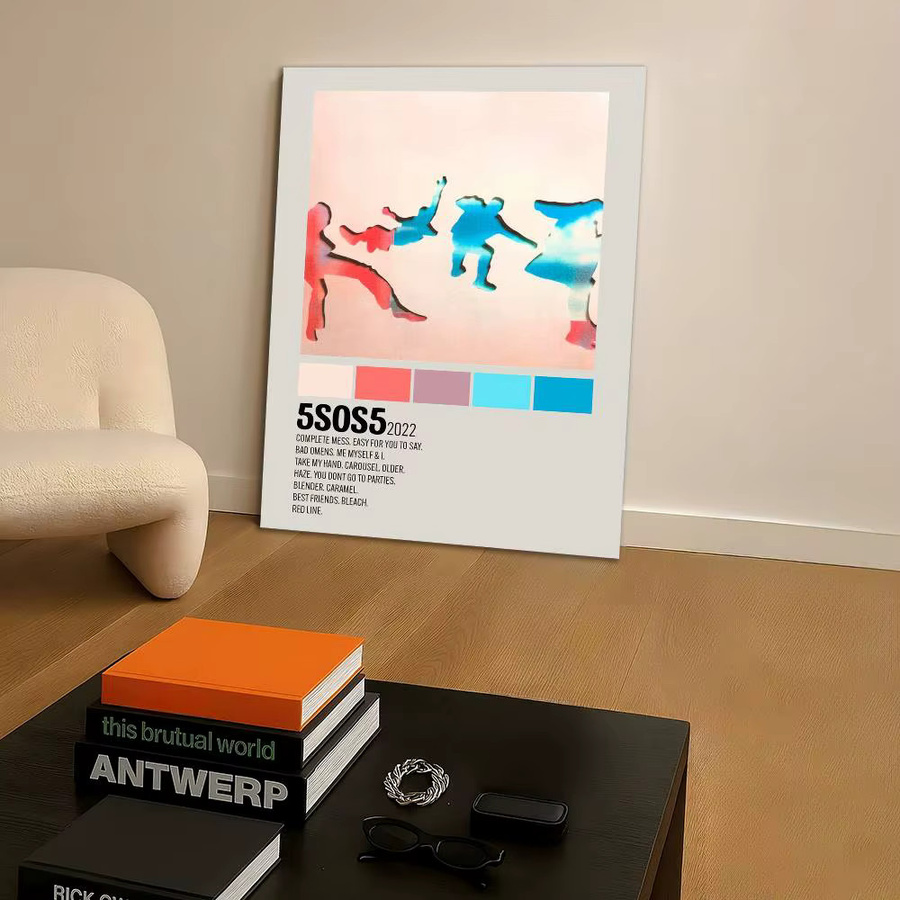 MINISO Sommer HD Musik Album 5SOS Poster Aufkleber, Mehrfarbig, B/H: 15 x 15 cm - Bild 5