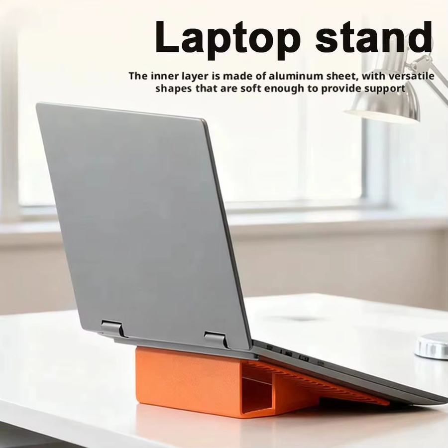 KEBIDUMEI Faltbarer Silikon-Telefonhalter in Orange, Verstellbarer Multi-Winkel Desktop-Ständer für Smartphone, Tablet und Laptop - Bild 2