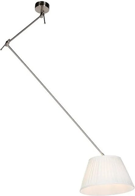 QAZQA Hängelampe mit plissiertem Stoffschirm in Beige aus Stahl, dimmbar, Durchmesser: 35 cm - Bild 1