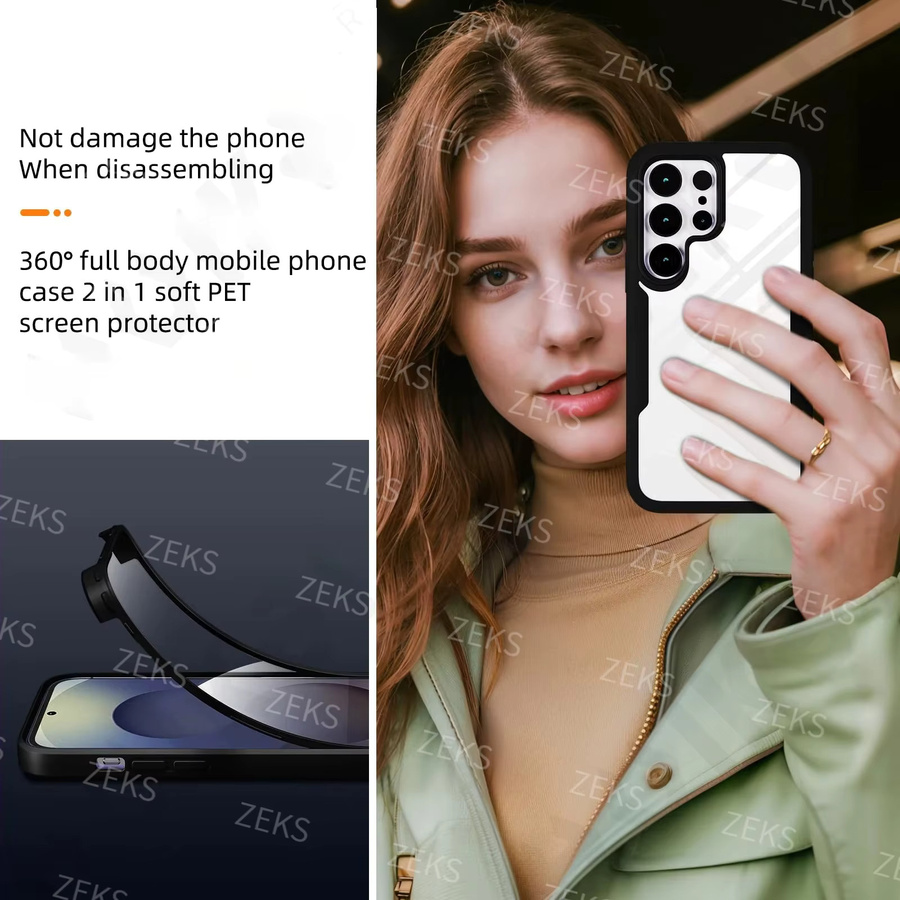 Fundas 360 Grad Ganzkörper-Schutzhülle mit Displayschutzfolie für Samsung Galaxy S26 Ultra S25 S24 S23 S22 S21 Plus 5G in Schwarz - Bild 6