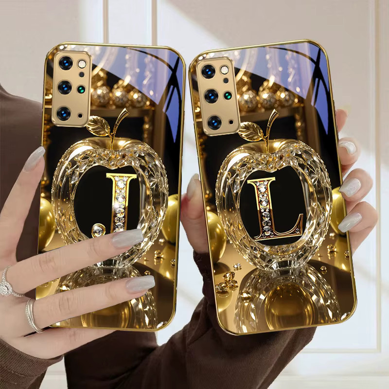 Goldene Glas-Telefonhülle mit Buchstabe L für Samsung Galaxy S21 und weitere Modelle in Gold - Bild 2
