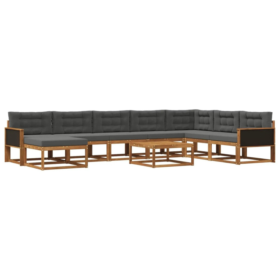 vidaXL Outdoor-Sofagarnitur aus Akazienholz mit 9 Kissen in Natur und Anthrazit - Bild 2
